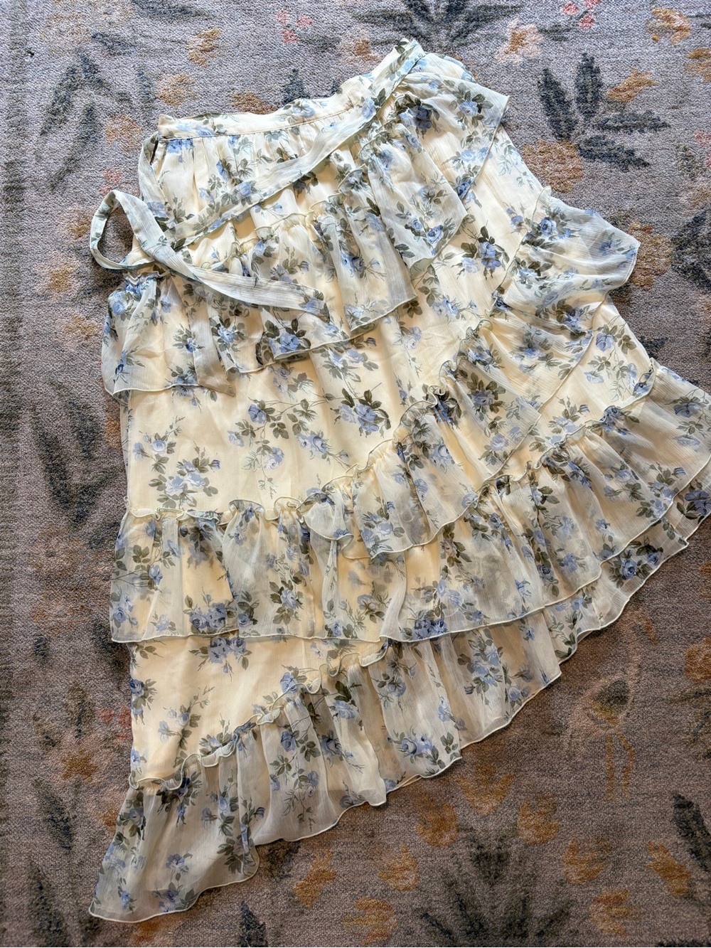 Abercrombie & Fitch Blue Floral Ruffle Tiered Skirt Size Small